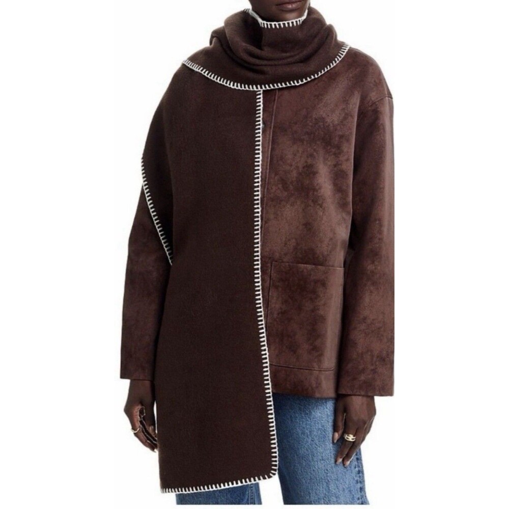 AQUA Women's Whipstitch Scarf Soft and Cozy Chocolate Brown One Size 14"W x 87"W